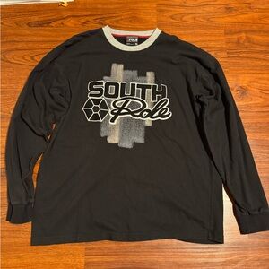 South Pole Black and Gray Graphic Long Sleeve Tee